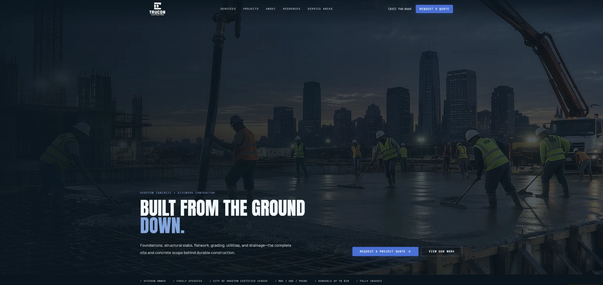TruCon Contractors website after DET Digital's rebuild